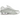 Nike Shox R4 White Metallic Platinum Barely Grape baskets en vue latérale avec détails argentés, tige blanche perforée et amorti Shox caractéristique