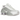 Nike Shox R4 White Metallic Platinum Barely Grape baskets en vue latérale, avec détails métallisés argentés et la semelle à colonnes emblématique