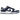 Nike Dunk Low White Midnight Navy baskets en profil avec une base en cuir blanc, des superpositions bleu marine et une semelle en gomme.