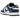 Nike Dunk Low White Midnight Navy baskets vue latérale avec une base en cuir blanc lisse, des empiècements bleu marine, lacets et semelle blancs.