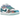 Nike SB Dunk Low Futura Laboratories Bleached Aqua baskets en vue laterale avec une empeigne multicolore, des lacets blancs et une semelle blanche