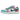 Nike SB Dunk Low Futura Laboratories Bleached Aqua baskets en profil lateral avec empeigne multicolore et semelle blanche