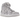 Jordan 1 Retro High OG Swarovski Vast Grey baskets de profil avec des cristaux scintillants, une empeigne grise et des lacets blancs