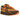 Nike Air Max 1 Kings Day baskets vue latérale avec empeigne en cuir marron, détails orange, unité Air visible dans la semelle et Swoosh brodé.