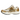 Nike Zoom Vomero 5 Metallic Gold baskets en vue inclinée avec des détails dorés brillants, une empeigne en mesh et une semelle beige confortable.