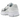Nike Zoom Vomero 5 Chrome Toe baskets en vue latérale avec détail en chrome métallique sur le bout, mesh beige et lacets blancs.
