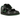 Nike SB Dunk Low There Skateboards baskets vue latérale en daim noir poilu avec un swoosh unique à effets scintillants et des détails verts.