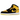Air Jordan 1 Mid SE New Love baskets en vue latérale, mettant en valeur des empiècements en cuir jaune et noir, une semelle intermédiaire blanche.