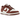 Nike Dunk Low Next Nature Red Sepia baskets vue sous un angle montrant des détails en cuir dans des tons rouge chaud et sépia avec une semelle blanche
