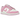 Nike Dunk Low Next Nature Pink Rise Sail baskets vue sous angle avec empiècements en cuir rose, empeigne blanche et semelle en caoutchouc