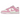 Nike Dunk Low Next Nature Pink Rise Sail baskets en vue angulaire avec tige claire, swoosh rose vif caractéristique et semelle assortie.