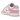 Nike Dunk Low Next Nature Pink Rise Sail baskets vue latérale avec empiècements en cuir rose, base blanc cassé et swoosh emblématique.