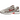 Nike P-6000 Dark Pony baskets en vue angulaire avec mesh crème, détails en cuir marron et semelle intermédiaire blanche et marron