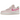 Nike Air Force 1 '07 LX Pearl Pink Paw Print baskets vue latérale avec empeigne en cuir rose, motifs de pattes et semelle en caoutchouc blanc