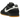 Nike Dunk Low SE Black Grey Gum baskets vue latérale avec empeigne en cuir noir, détails gris, semelle intermédiaire blanche et semelle en gomme