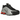 Nike Shox R4 Black Metallic Silver baskets vue de côté avec une empeigne noire distinctive, des détails argentés et un amorti Shox au talon.
