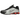Nike Shox R4 Black Metallic Silver baskets vue latérale avec une tige noire distinctive, des détails argentés et l'emblématique talon à ressort