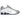 Nike Shox R4 Metallic Silver Deep Royal Blue baskets vue latérale avec une tige argentée métallique, des accents bleu royal et les colonnes iconiques