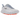 Nike Mind 002 Football Grey baskets en vue latérale inclinée avec une empeigne grise, une semelle blanche, des surpiqûres et un logo Nike sur le côté