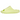 Baskets Yeezy Slide Green Glow en vue latérale, dotées d'une structure en mousse vert néon vif et d'une semelle crantée caractéristique