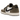 Air Jordan 1 Retro Low OG Medium Olive baskets vue en angle avec panneaux en daim vert, Swoosh noir et lacets blancs