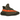 Yeezy Boost 350 V2 Carbon Beluga baskets en vue latérale, présentant une tige en Primeknit sombre mouchetée, une bande orange et une semelle côtelée.