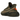 Yeezy Boost 350 V2 Carbon Beluga baskets en vue latérale présentant un motif Primeknit dans des tons sombres avec des détails orange et une semelle gomme.