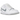 Nike SB Dunk Low Supreme 94 White Metallic Silver baskets vue en angle mettant en valeur le cuir blanc et le swoosh argenté métallisé.