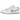 Nike SB Dunk Low Supreme 94 White Metallic Silver baskets en vue inclinée avec empeigne blanche, détails argentés et semelle extérieure robuste