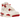 Baskets Jordan 4 Retro Valentine's Day Sierra Red en vue angulaire avec détails en cuir blanc, accents Sierra Red et semelle robuste