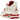 Jordan 4 Retro Valentine's Day Sierra Red baskets en vue latérale, avec empeigne blanche, détails rouges au talon et unité Air visible