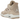 Air Jordan 4 Retro Cozy Girl baskets vue latérale en cuir beige avec lacets foncés, structure matelassée et unité Air visible dans la semelle.