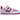 Nike Air Force 1 Low White Hot Fuchsia baskets vue sous angle avec empeigne en cuir blanc, détails swoosh rose et semelle en caoutchouc