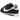 Nike Cortez Premium Black Sail baskets vue latérale avec empeigne en cuir noir, virgule blanche et semelle intermédiaire rayée noir et blanc