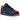 Nike Air Force 1 Low Retro Lettering baskets en vue latérale avec cuir bleu, détails blancs, semelle en caoutchouc et logo Nike brodé au talon.