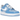 Nike Air Force 1 Low '07 LV8 Psychic Blue White Patent baskets vue en angle avec cuir verni bleu brillant et semelle extérieure blanche