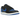 Air Jordan 1 Retro Low 85 Royal baskets en vue latérale, mettant en valeur une empeigne en cuir noir et bleu royal avec une semelle intermédiaire blanche