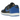 Air Jordan 1 Retro Low 85 Royal baskets vue latérale avec une empeigne en cuir noir et bleu, lacets assortis et semelle intermédiaire blanche