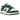 Nike Dunk Low Gorge Green Gold Mini Swoosh baskets en vue latérale avec base en cuir blanc, empiècements verts et détails dorés au talon et mini-swoosh