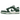 Nike Dunk Low Gorge Green Gold Mini Swoosh baskets en vue inclinée avec base blanche, renforts vert foncé et un petit swoosh doré sur le côté.