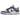 Nike Dunk Low World Indigo Mini Swoosh baskets vue de profil avec base blanche, empiècements en cuir indigo et un mini-swoosh détaillé sur le côté.