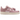 Nike Air Force 1 Low Pink Oxford Tassels baskets vue latérale avec empeigne rose, lacets plats et pampilles décoratives sur les lacets.