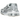 Nike Shox Ride 2 Metallic Platinum baskets vue angulaire avec tige en mesh argenté, amorti Shox emblématique et détails blancs.