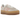 Adidas Gazelle Bold Putty Mauve baskets en vue laterale avec une tige en suede rose clair, des details en cuir blanc et une semelle plateforme