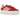 Adidas Gazelle Bold Red Cloud White baskets en vue latérale inclinée avec tige en daim rouge, details en cuir blanc et semelle double