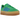 Adidas Gazelle Bold Green Blue Gum baskets vue latérale avec empeigne en daim vert, bandes bleues, lacets assortis et semelle en gomme