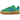 Adidas Gazelle Bold Green Blue Gum baskets vue latérale avec empeigne en daim vert, logo Adidas bleu, lacets et semelle en gomme caractéristique.