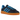 Adidas Handball Spezial Night Indigo Bright Blue Gum baskets vue latérale avec empeigne en daim bleu marine, bandes bleues claires et semelle gomme