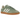 Adidas Samba OG Silver Green baskets vue inclinée avec tige verte, bandes argentées, lacets blancs et semelle extérieure en gomme