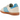 Adidas Samba OG Sporty & Rich Cream Blue baskets vue latérale avec empeigne en cuir crème, bandes bleues, lacets et semelle en gomme